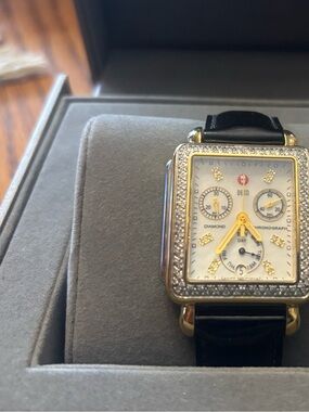 Michele Diamond Deco watch with 2 bands